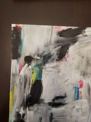 Elvi Original art on paper 9×12 acrylic signed original painting modern white