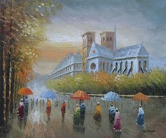 20×24 Walk On South Side Of Notre Dame de Paris France Oil Painting