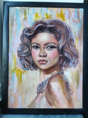 Original Oil Painting Woman Portrait Lady Framed Elegant Wall Art Decor 13×17″