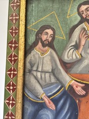 Antique Religious Icon Painting Sculpture Frame Folk Iconic Large 19th Century