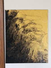 “Obsidian Drift“: A Study in Black & Gold Motion” OOAK abstract Painting.