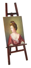 Miniature Portrait of Young Woman by Italian Artist HiL w/Easel ORIGINAL