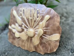 Bowling Wood Carving Multicolor Picture Woodworking 3D Handmade Wall Decor Bowle