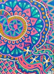 ACEO Original Psychedelic Whimsical Design, 3.5” x 2.5″ by Lizzigns, 1 of 5