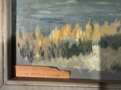 Vintage Country Seaside Landscape Oil Painting on Board Long Beach Island NJ