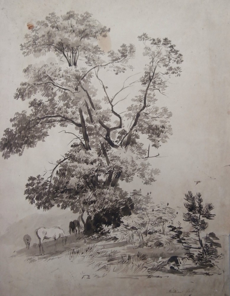 REGIS GIGNOUX NY Artist Painting INDIAN FALL Horses ca 1855 HUDSON RIVER SCHOOL