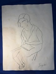 Tamara de Lempicka – painting drawing 12.5 x 9.8 in on old paper signed stamped