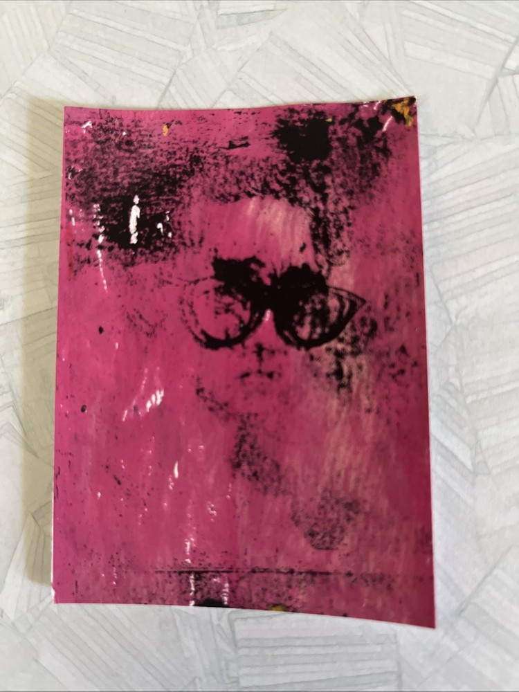 pink face abstract Artwork. ACEO Original Mixed Media Art Card, OOAK