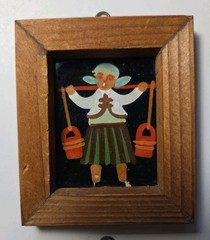 2 Rare Vintage Zdzislaw Klosinski Folk Art Reverse Glass Paintings Poland 2 3/4″