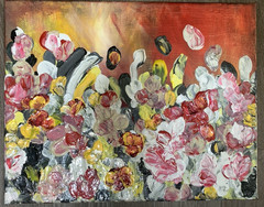 14” x 11” Floral Impasto Abstract Acrylic Painting – Original Art by Eera G