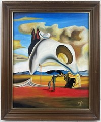 Salvador Dali (Handmade) Oil on cardboard painting signed & Framed