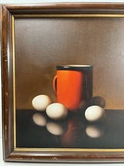 AL ALFRED JACKSON COFFEE EGGS STILL LIFE AFRICAN AMERICAN ARTIST OIL PAINTING