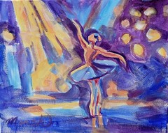 Original 11×14 Impressionism Ballerina Abstract Acrylic Canvas Signed Decor