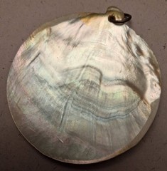 Vintage Antique Oriental Hand Painted Mother of Pearl Oval Pendant