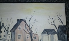 Landscape canvas painting, mounted on wood frame. Quebec, Canada. Free Shipping