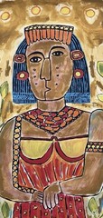 ORIGINAL PAINTING by Alvaro TARRAGO acrylic on cotton paper TONANTZIN