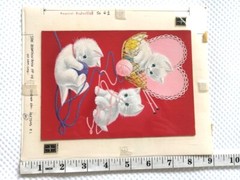 Cats Vintage hand-drawn picture Three kittens playing with balls of yarn Cute