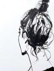 Original Faceless Woman Portrait 8×6 Ink Painting Black White Abstract Figure