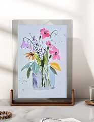 Original Signed Watercolor Painting. Cottagecore.Floral bouquet.Wall art Bouquet