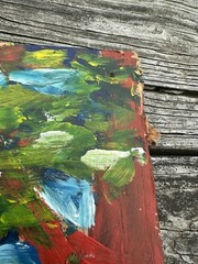 Vintage Original Oil Painting On Cardboard Axeman Logging Chopping Wood Woods