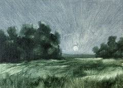 ACEO Original Oil Painting Landscape ATC Art Card Nature Abstract by Emmer Plaxe