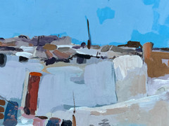 Heinz Rosien (b.1919- ) „Southwest Desert Village/ Ranch“ Oil Painting on Board