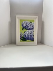 Original Floral Art Artist Signed Blue Hydrangeas Framed