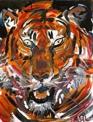 Tiger Tiger Unique Abstract Expressionism Wall Art Canvas Board 11×14.