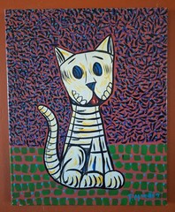 2004 Patrick Murillo Cat Painting Day of the Dead 20″ X 16″ Mexican Folk Art