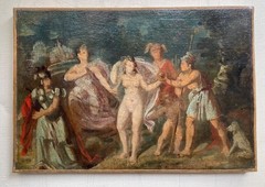 1840s Antique French School – The Judgment of Paris – Oil Painting CHASSERIAU