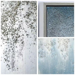 Blue Rain Textured Metallic Hand Painted by Martin Edwards Framed Abstract Dipty