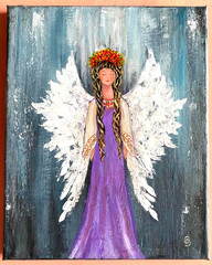ORIGINAL Painting „ANGEL “ impasto ACRYLIC 10″x 8″ by Olga Diduh.