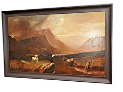 Listed Artist Sidney Richard Percy Monumental Mountains Landscape 30″ by 50″!