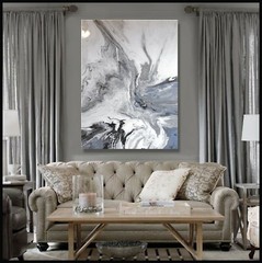 Abstract Painting Modern Canvas Wall Art Large, Framed, Resin, US ELOISExxx