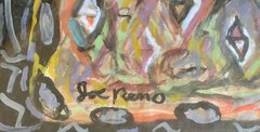 Joe Reno (1942-) Abstract Painting on Paper Bag “1948” Seattle Northwest NW Art