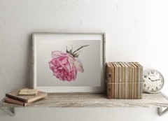 HYPERREALISM FLOWERS Dark PINK Rose Original Arts Painting Floral Woman Gift A4
