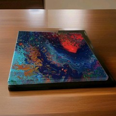 Original 12″x12″ Abstract Acrylic Fluid Art Pour Signed Painting (See Video)