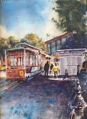 Watercolor Original Painting „Historic Cable Car , San Francisco“ 11″ x 15″