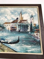 Vintage Carlo of Hollywood Original Painting of Venice 38”x 23” Framed