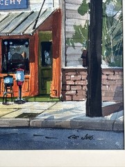 American Regionalism Painting Historic Landscape Building Grocery Store Urban