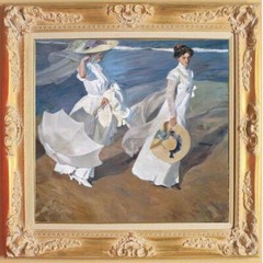 Handmade Old Master-Art Antique Oil Painting Portrait lady seaside on canvas