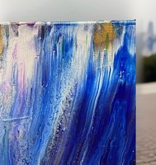 Abstract large painting „Late Night Conversation“ modern expressionist fluid
