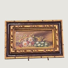 Vintage Framed Oil Painting Floral Daisy Still Life Ornate Gold Frame