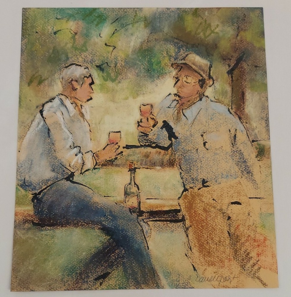 Henry Davenport Boston Massachusetts Artist Pastel Painting Men Drinking Wine