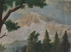 Antique Oil Painting Landscape Mountain Scene