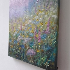 Colorful Wildflower Meadow Original Oil Painting Floral Landscape Nature 8×10 in