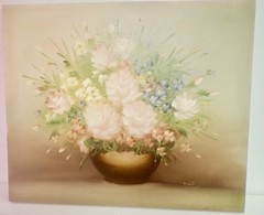 Original painting on canvas Still Life with Flowers in Brass Pot 20×24 Marty