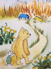 Winnie The Pooh & Friends Original Watercolor Painting Signed Art Nursery VTG