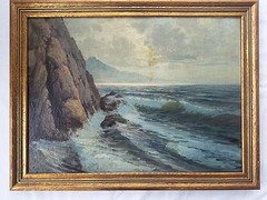 Original Raffaele Giannetti (Italy 1832-1916) O/C Seascape