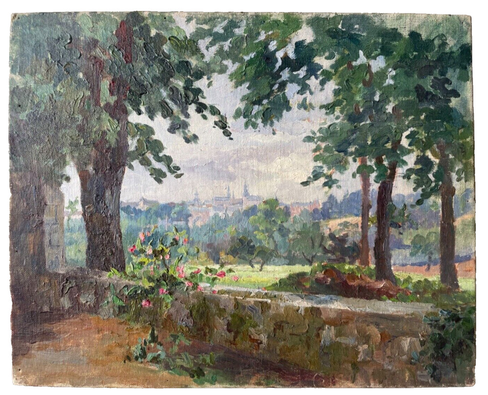 Paul Emile PISSARRO (circle) IMPRESSIONISM SPRING COUNTRYSIDE OIL PAINTING 1920